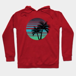 Synthwave - Vaporwave - California - Florida - 80s - Navy, Blue, & Green Hoodie